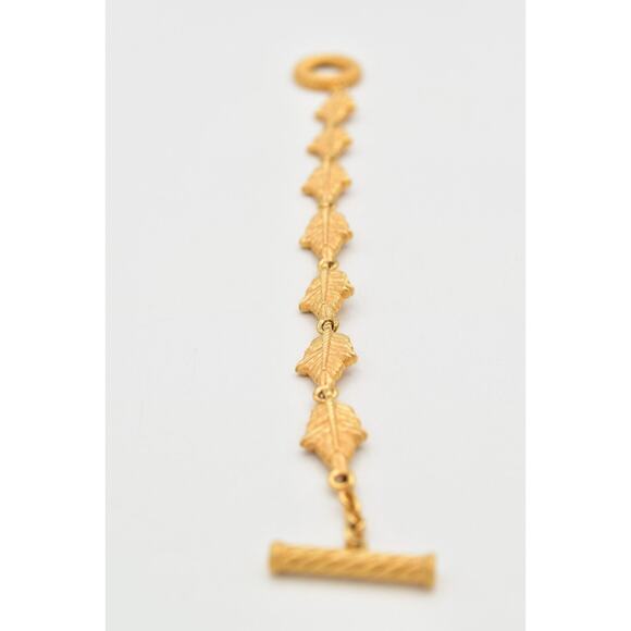 Givenchy Vintage Leaf Bracelet Brushed Gold Matte Textured 1980s Signed Bin4 - Picture 12 of 16